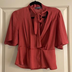 Rust red satin blouse